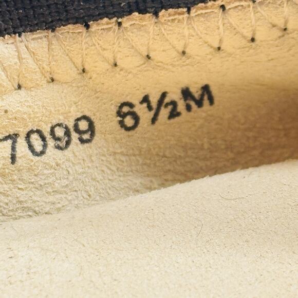 Stuart Weitzman Shoes Women 6.5 Beige Black Leather Ballet Flats Cap Toe Slip On - Picture 10 of 11